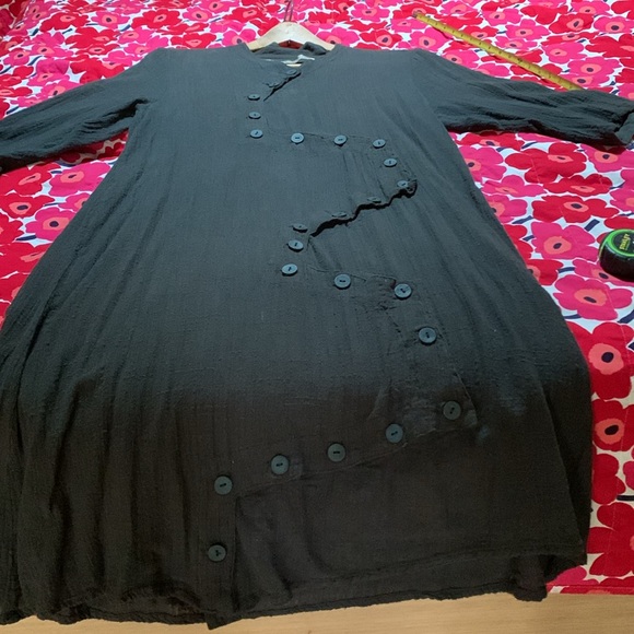 Cynthia Ashby charcoal grey gauze dress - Picture 2 of 7